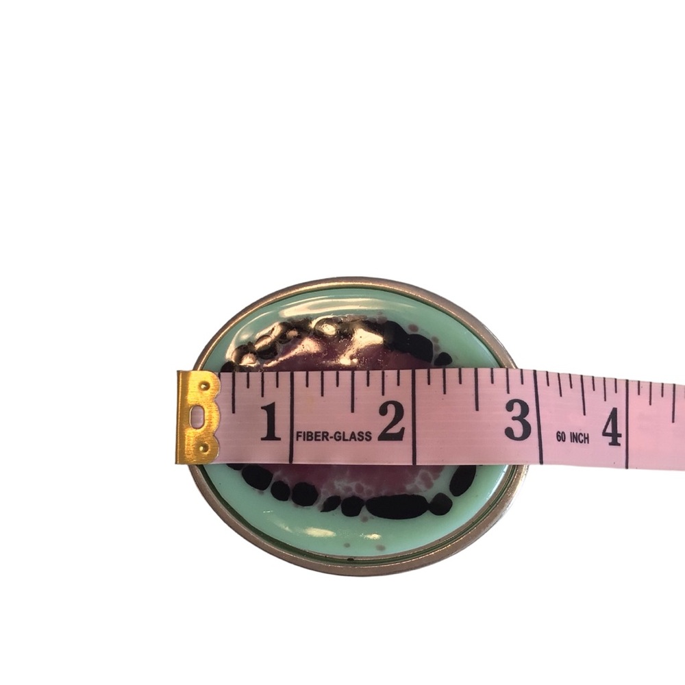 Art Deco Mint Black & Pink Belt Buckle - Picture 6 of 6